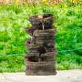 Gardenised Decorative 4 Tier Rock Look Water Fountain with LED Rolling Glow Ball for Home and Garden QI004590